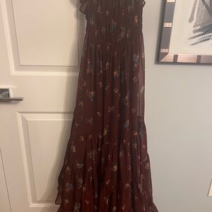 Free People new, tags removed Cloud Nine Floral Cottage Maxi Dress Berry Combo